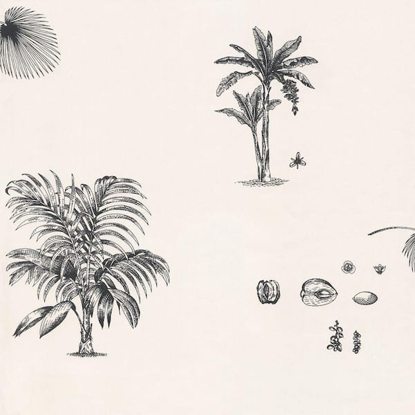 The Wallpaper Company 56 sq. ft. Black And White Palm Tree Wallpaper