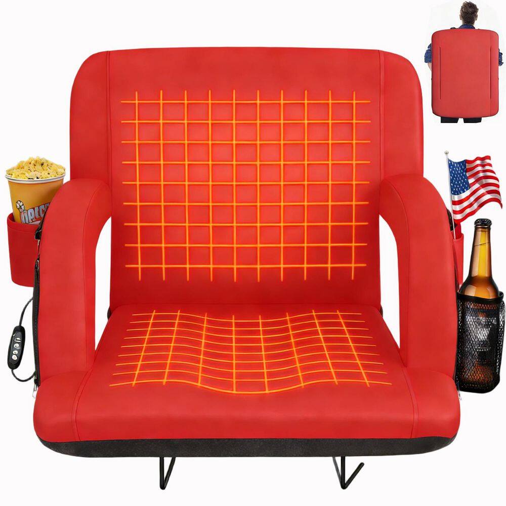 "1PCS 25"" Heated Stadium Seat with Back Support, USB Folding Bleacher Chair with Cushion & Pockets" price history on PriceWatchPro