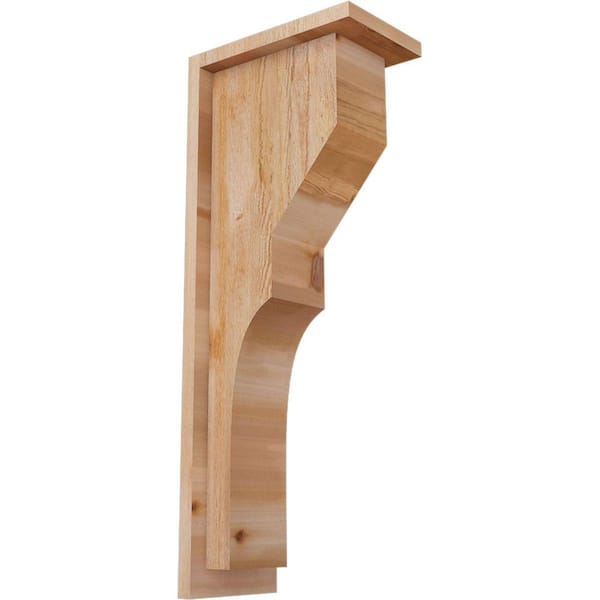 Ekena Millwork 6 in. x 10 in. x 26 in. Western Red Cedar Monterey Rough Sawn Corbel with Backplate