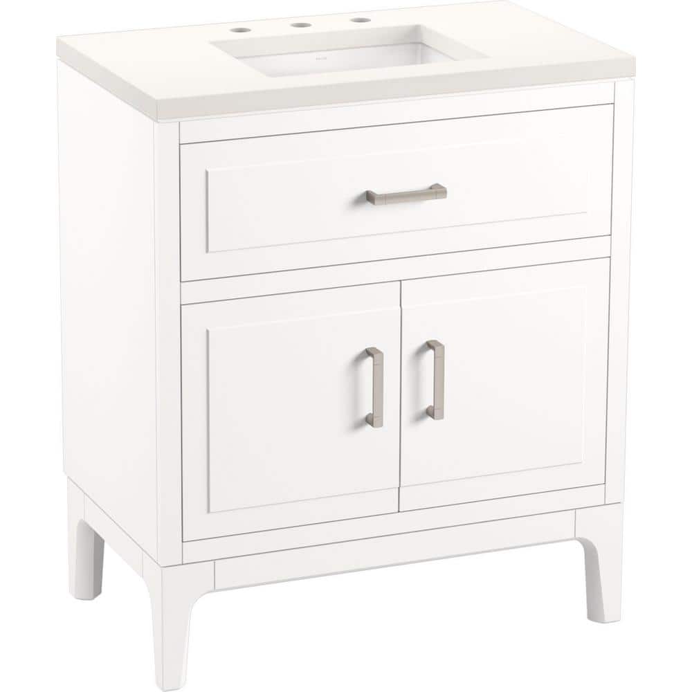 Seer 30" White MDF Freestanding Single Bathroom Vanity with Quartz Top