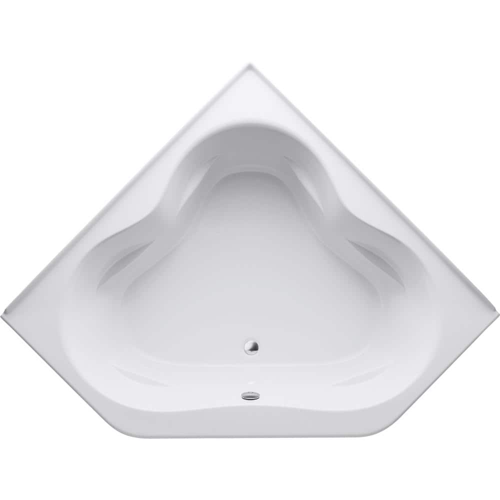 White Clover-Shaped Corner Soaking Bathtub with Molded Supports