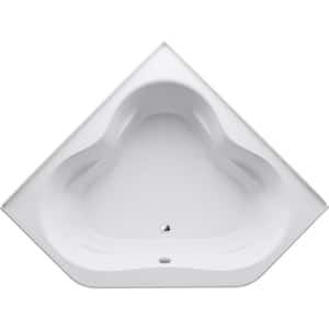 Tercet 5 ft. Corner Drop-in Center Drain Soaking Tub in White