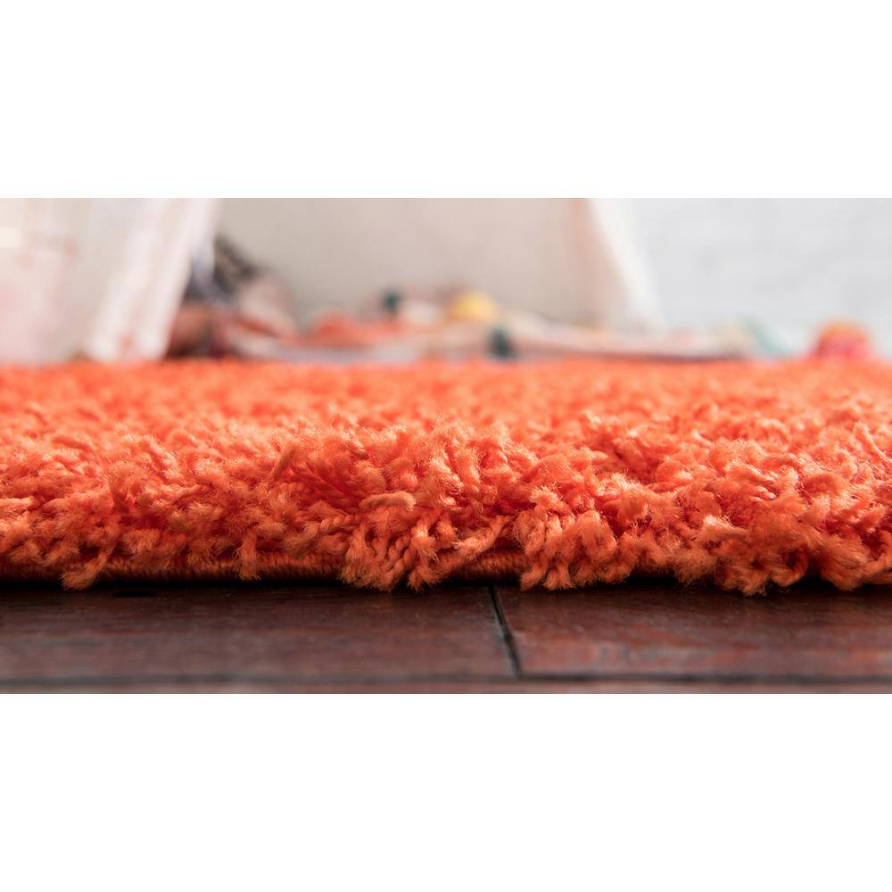 Easy-Care Tiger Orange Synthetic Shag Rug 4' x 6'
