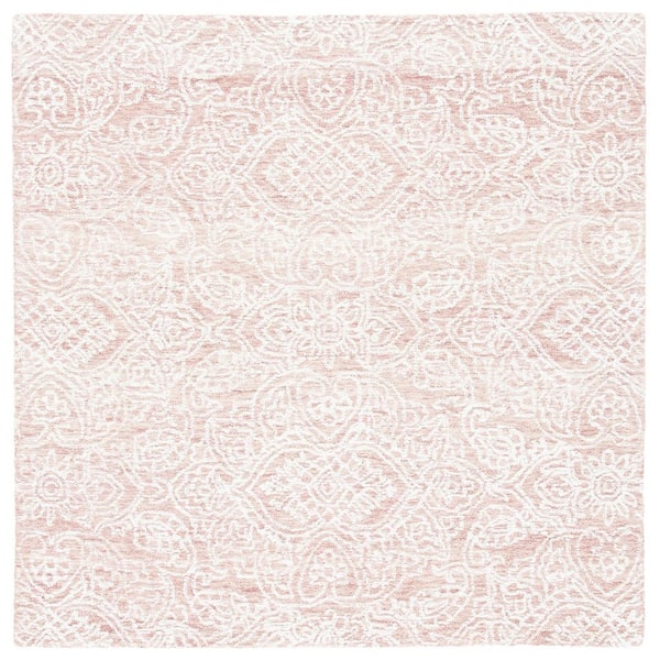 Metro Pink/Ivory 6 ft. x 6 ft. Floral Medallion Square Area Rug