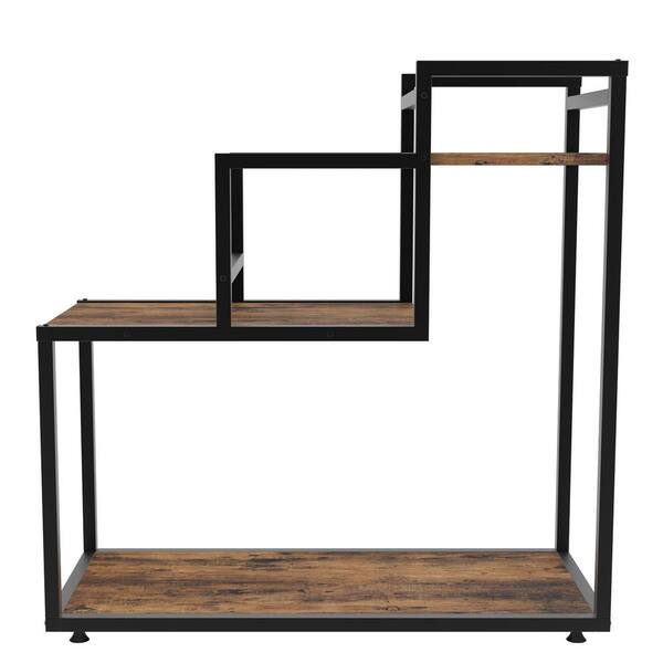 Unbranded 30 in. Tall Indoor/Outdoor Brown Wood Plant Stand (3-tiered)