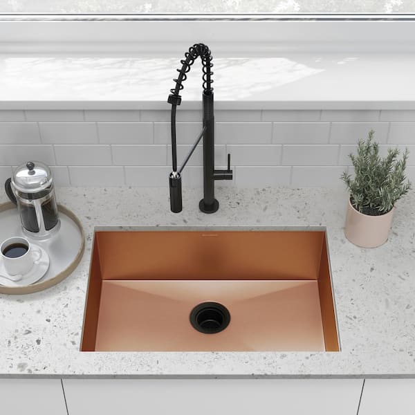 Tourner Rose Gold Stainless Steel 26 in. Single Bowl Undermount Kitchen Sink
