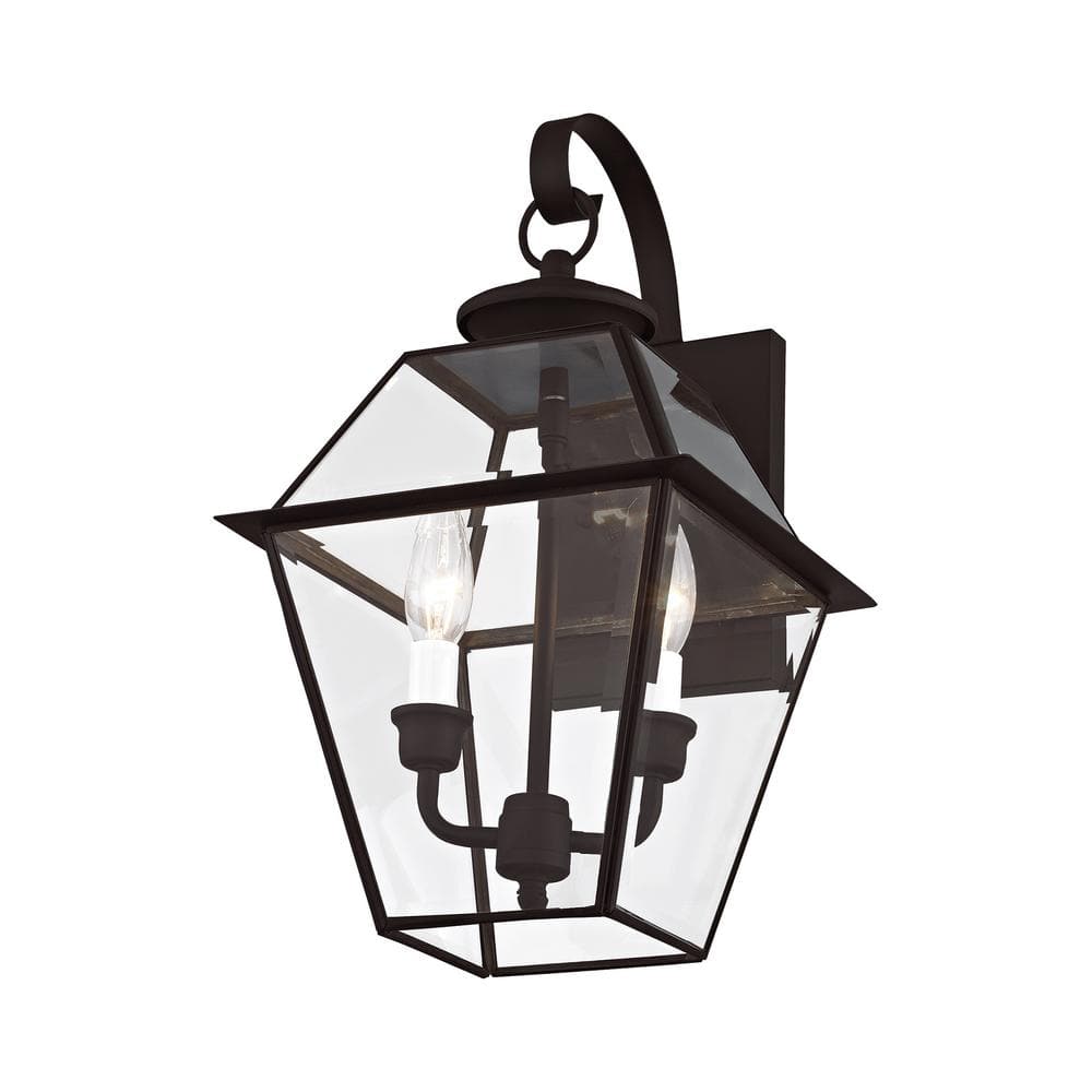 Charleston Elegance Bronze Outdoor Wall Lantern with Clear Beveled Glass