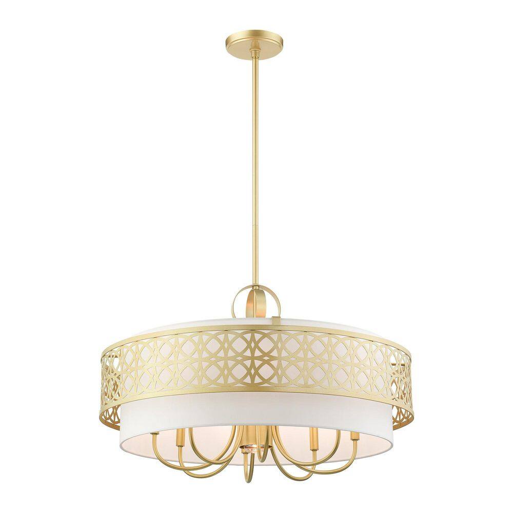 Gold Steel Drum Shade Art Deco Chandelier Light