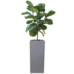 Modern Galvanized Metallic Planter for Indoor and Outdoor with Drainage (12 in. x 12 in. x 28 in., Grey)