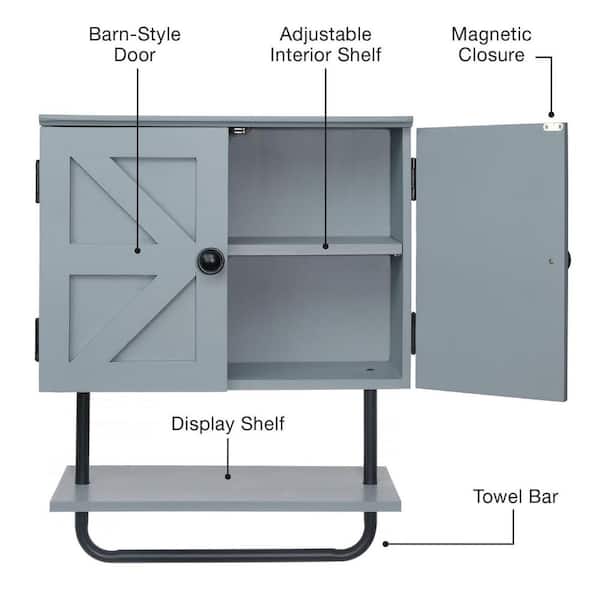 Excello Global Products 17-in x 21-in x 8-in Barndoor Magnetic Bathroom Wall Cabinet