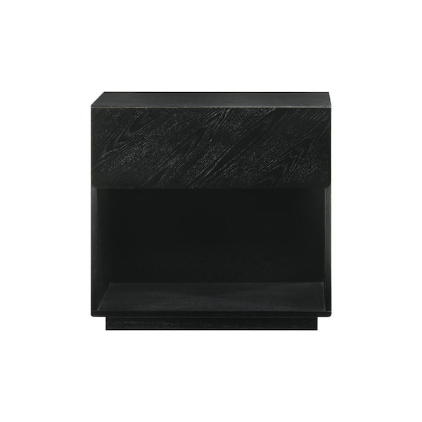 Benjara 23 in. Black 1-Drawer Wooden Nightstand