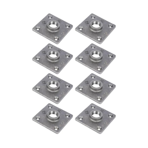 PIPE DECOR 3/4 in. Black Iron Square Flange Fitting (8-Pack) PDB ...