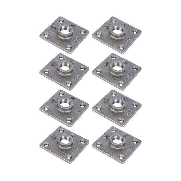 PIPE DECOR 3/4 in. Black Iron Square Flange Fitting (8-Pack)