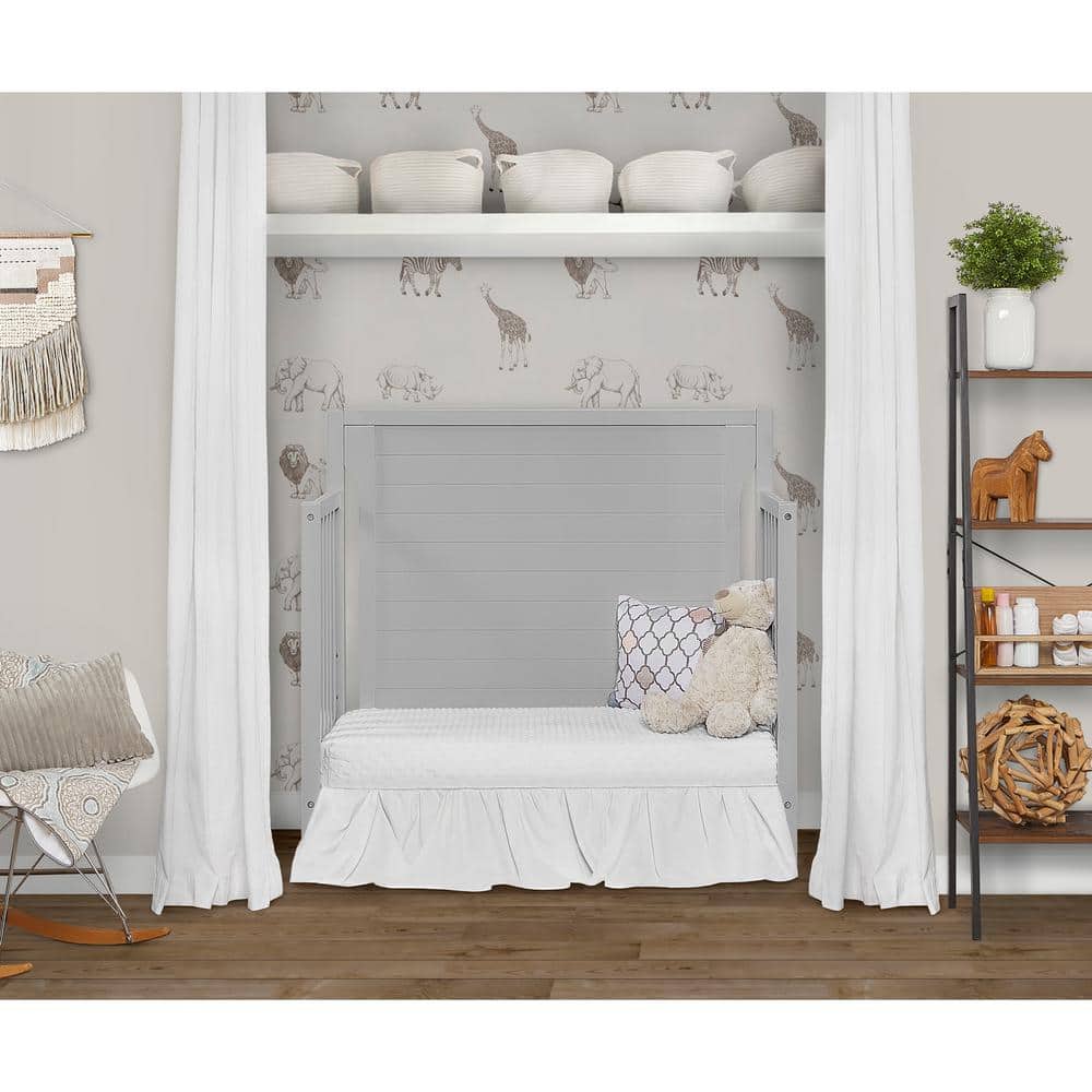 Bellport 4-in-1 Pebble Grey Convertible Mini/ Portable Crib I Mini Baby Crib I Includes 1.5 Mattress