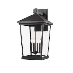 Beacon Black Outdoor Hardwired Wall Sconce with No Bulbs Included