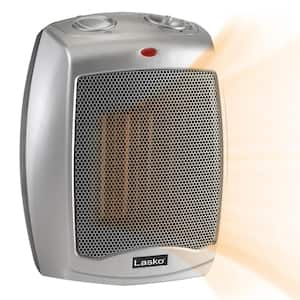 1500W 9.2 in. Gray Electric Tabletop Ceramic Space Heater with Adjustable Thermostat and Overheat Protection