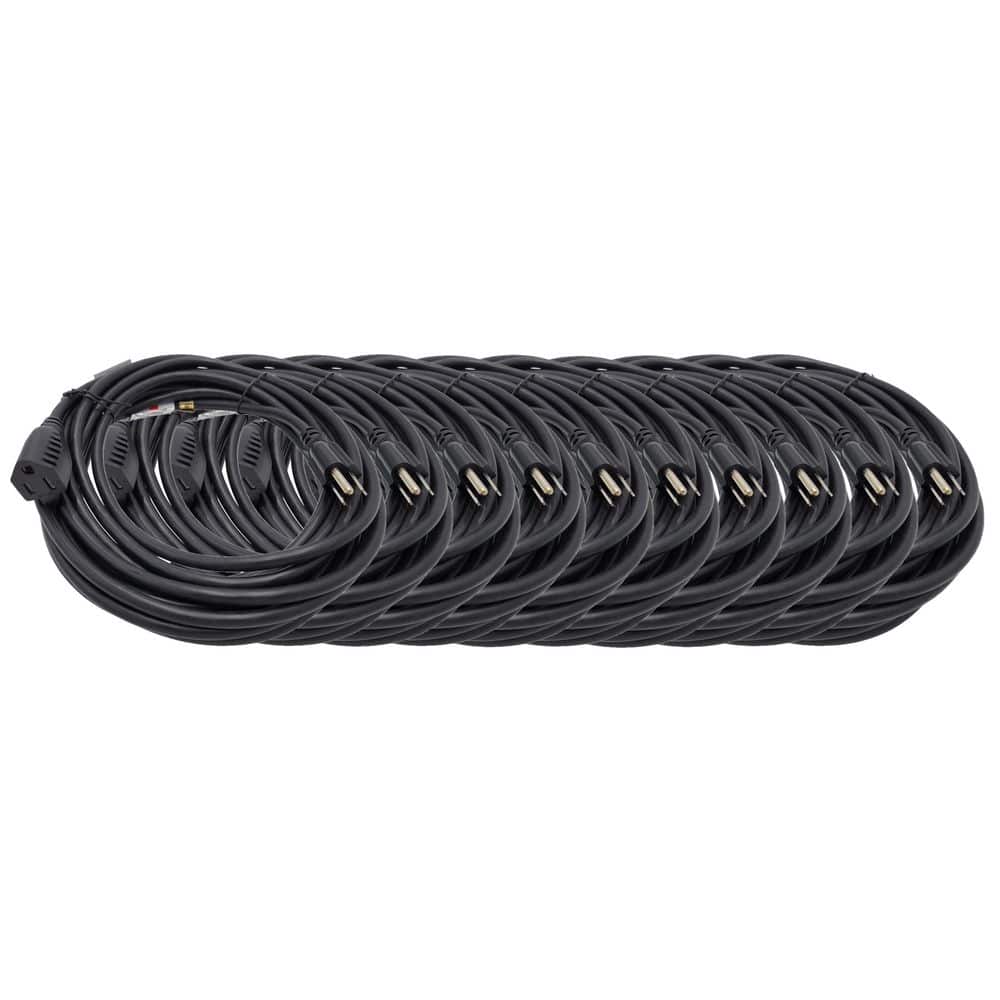 10 ft. Power Extension Cord 16 AWG/3-Conductors 13 Amp (NEMA 5-15R to NEMA 5-15P) Indoor /Black (10-Pack) price history on PriceWatchPro