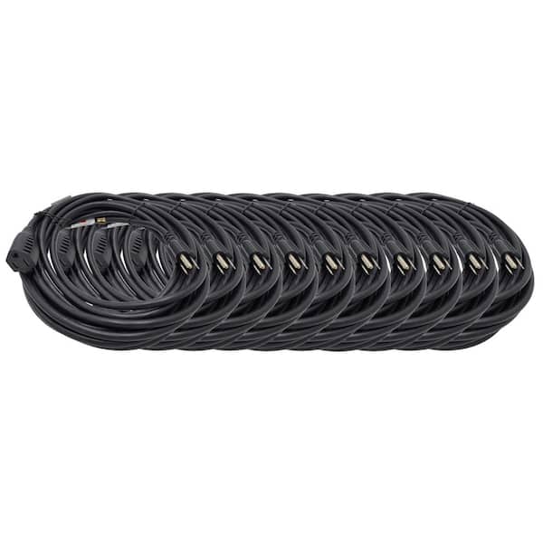 15 ft. Power Extension Cord 16 AWG/3-Conductors 13 Amp (NEMA 5-15R to NEMA 5-15P) Indoor /Black (10-Pack)