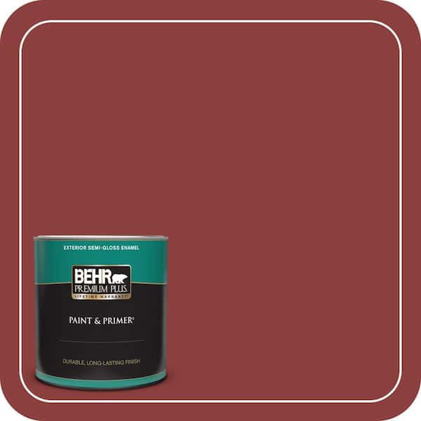 BEHR PREMIUM PLUS 1 qt. #BXC-27 Carriage Red Semi-Gloss Enamel Exterior Paint & Primer