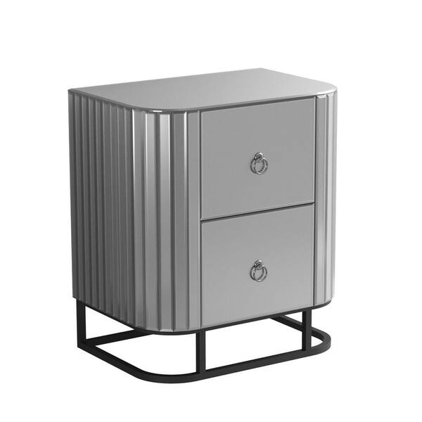 gray glass nightstand