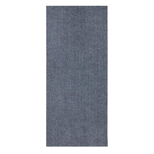 Scrabe Rib Waterproof Non-Slip Rubberback Solid 2x4 Runner Rug, 2 ft. W x 4 ft. L, Gray, Polypropylene Flooring