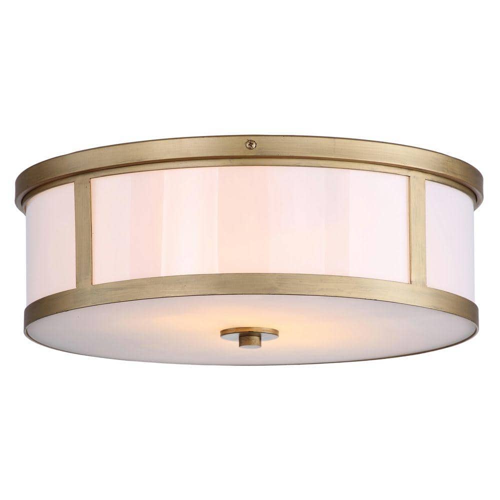 Avery Antique Gold 17" Contemporary Drum Flush Mount LED Ceiling Light