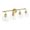 KAWOTI 30.5 in. 4-Light Antique Brass Modern Indoor Vanity Light with Globe Glass Shades 21209