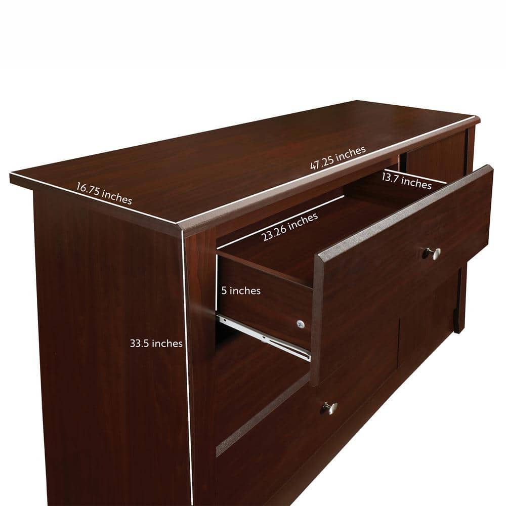 Espresso 3-Drawer Combo Nursery Dresser with Cabinet