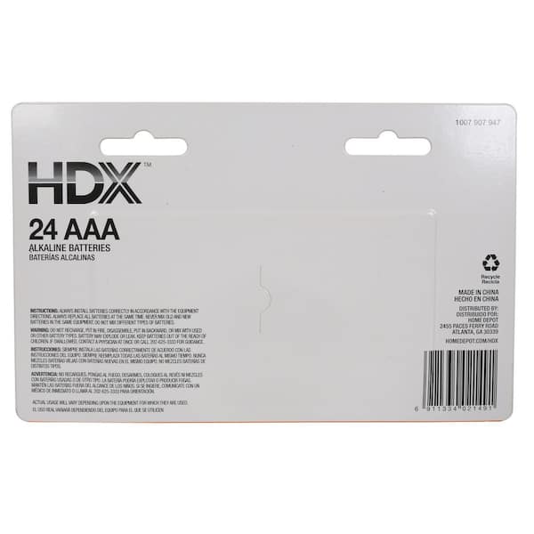 HDX AAA Alkaline Battery (24-Pack) 7171-24QP - The Home Depot