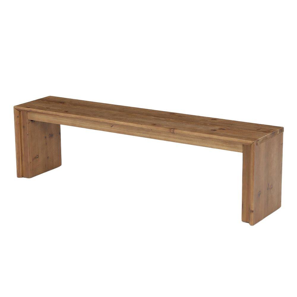 63 in. Brown Solid Wood Long Entryway Bench, Dining Bench for Dining Room, Living Room, Hallway