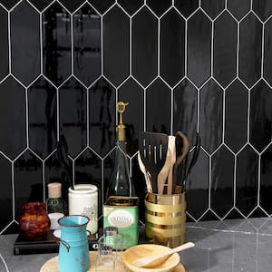 Taylor Black 3.94 in. X 11.81 in. Polished Ceramic Picket Wall Tile (10.76 sq. ft./Case)