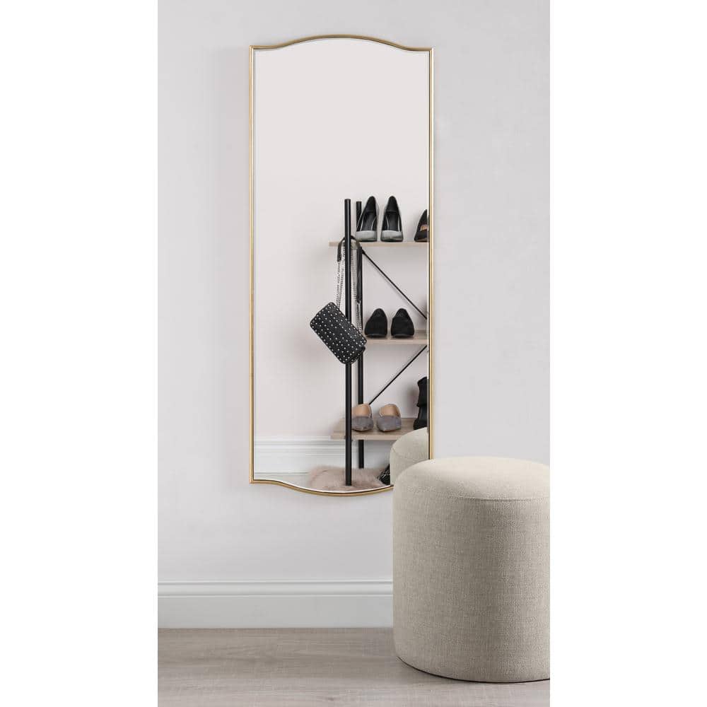 Elegant Gold Framed Full-Length Wooden Wall Mirror, 18x48