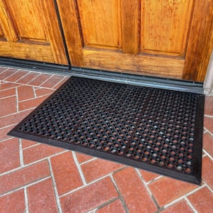 Anti Fatigue Black 24 in. x 36 in. Rubber Non-Slip Commercial Indoor Outdoor Floor Mat - 2 Pack