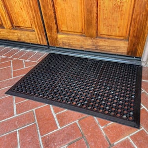 Anti Fatigue Black 24 in. x 36 in. Rubber Non-Slip Commercial Floor Mat - 4 Pack