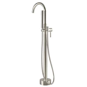 Milly Single-Handle Floor-Mount Roman Tub Faucet with Hand Shower in Satin Nickel