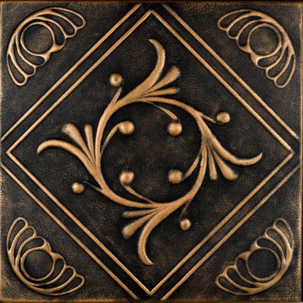 Diamond Wreath Black Gold 1.6 ft. x 1.6 ft. Decorative Foam Glue Up Ceiling