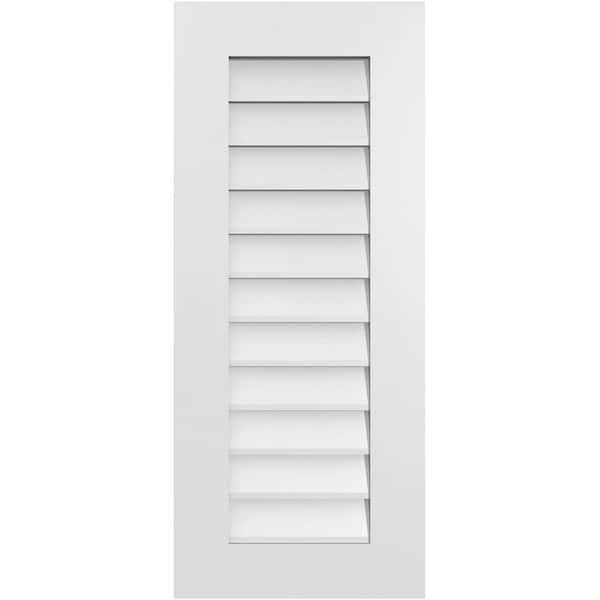 Ekena Millwork 16 in. x 38 in. Rectangular White PVC Paintable Gable Louver Vent Non-Functional