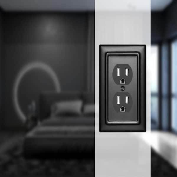 Architectural 1-Gang Matte Black Duplex / Outlet Metal Wall Plate (3-Pack)