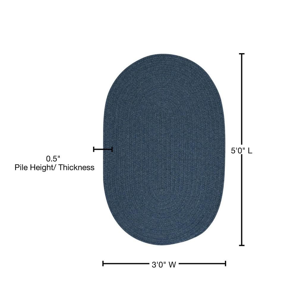 Federal Blue Oval 3' x 5' Braided Wool Blend Rug