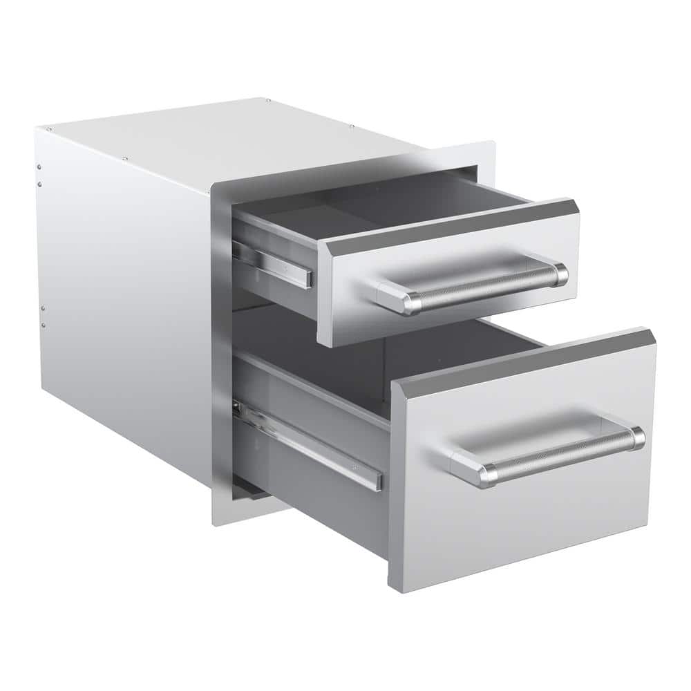 Stainless Steel Vertical Double Drawer Outdoor Kitchen Unit