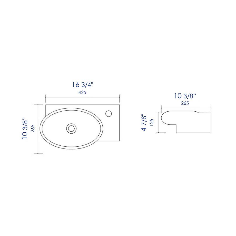 White Ceramic Wall-Mount Oval Bathroom Sink with Overflow