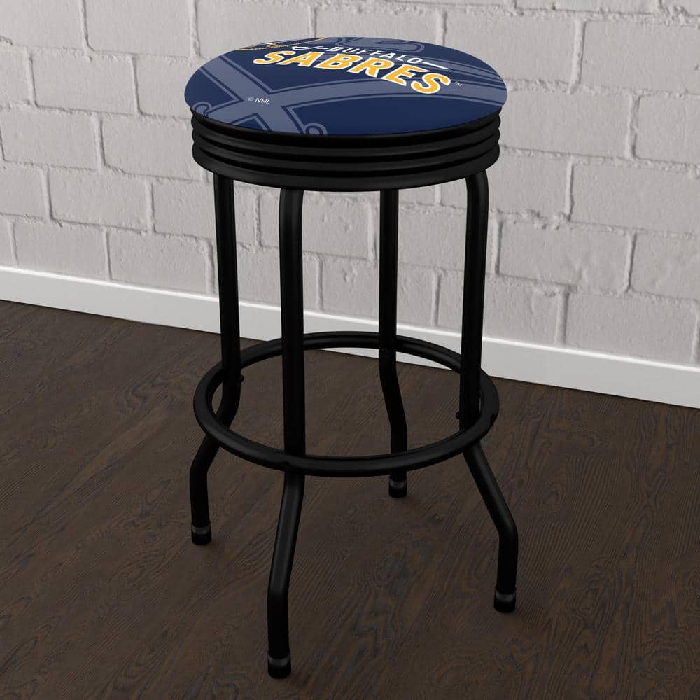 Buffalo Sabres Logo 29 in. Blue Backless Metal Bar Stool with Vinyl