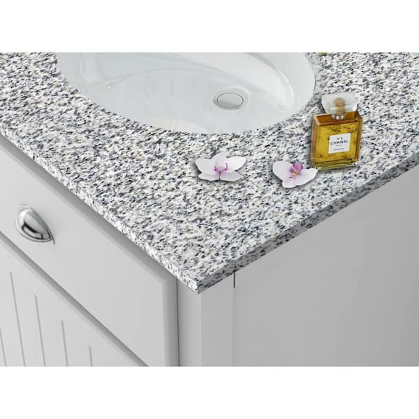 White With Granite Vanity Top In Grey, 28 Bathroom Vanity With Sink