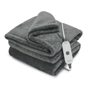 Electric Throw Arctic Plush Eco-Blend Heated Blanket, Dark Shadow, 50 in. W. x 60 in.