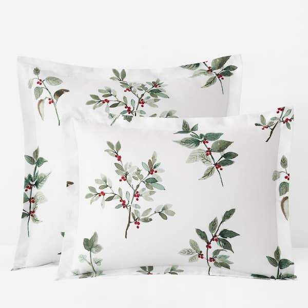 Company Cotton Floral Berry Green Sateen Sham