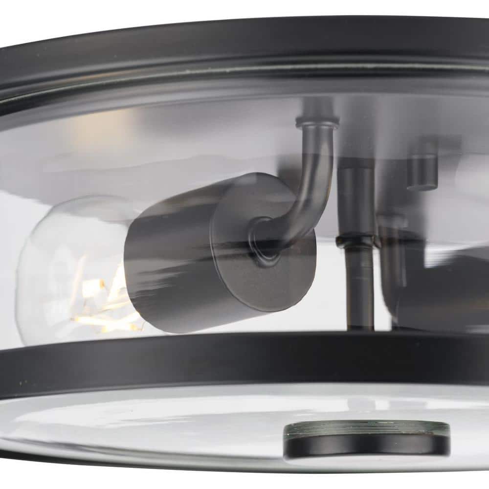 Gilliam Matte Black Glass 2-Light Flush Mount