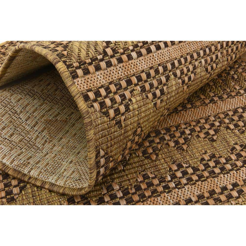 Light Brown 4' x 6' Synthetic Flat Woven Reversible Outdoor Rug