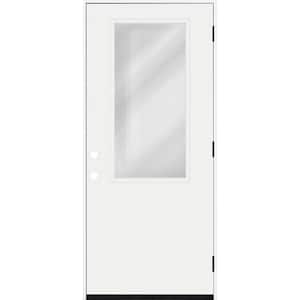 Legacy 30 in. x 80 in. LHOS 2/3 Clear Glass White Primed Fiberglass Prehung Front Door