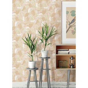 Botanical Orange Gato Garden Novelty Vinyl Peel and Stick Wallpaper Roll