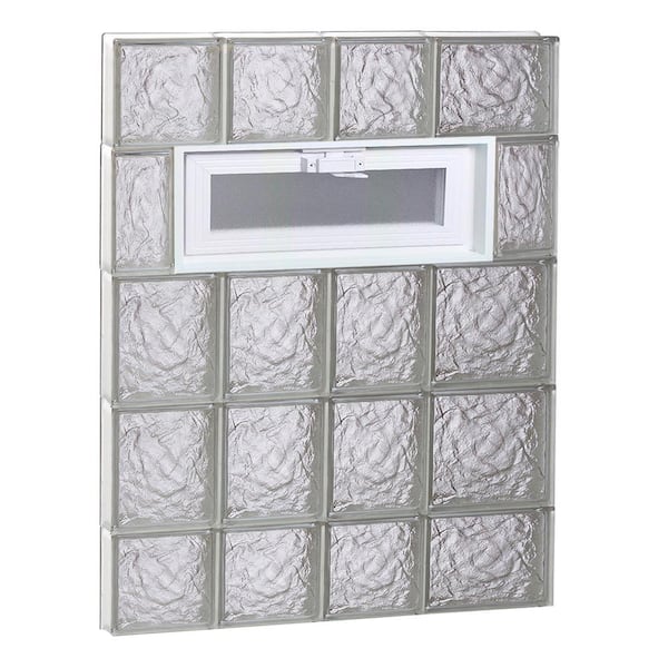 Clearly Secure 25 in. x 34.75 in. x 3.125 in. Frameless Ice Pattern Vented Glass Block Window